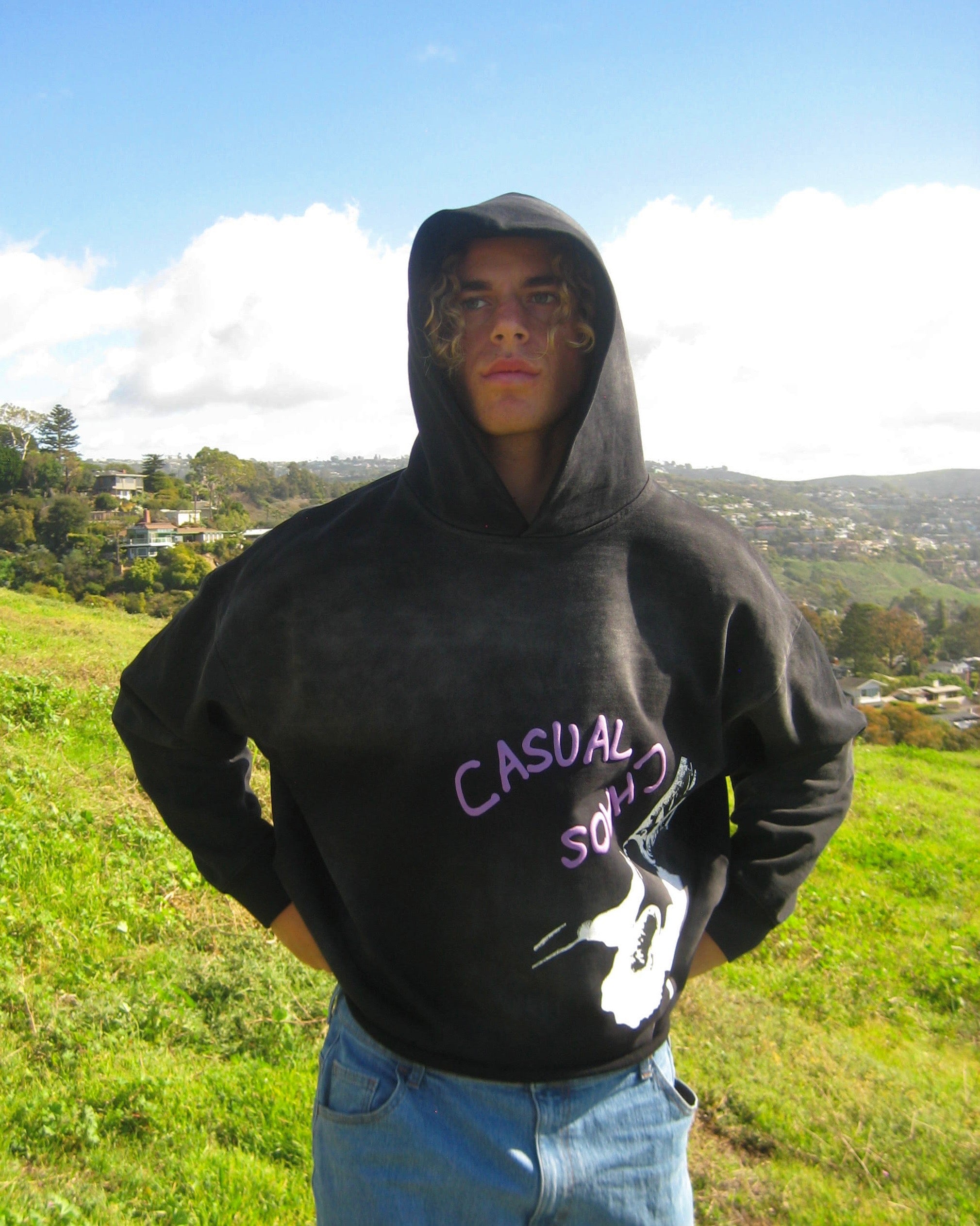 COOL WITH CHAOS CROPPED HOODIE