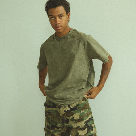 ACID WASH VINTAGE TEE // ARMY GREEN