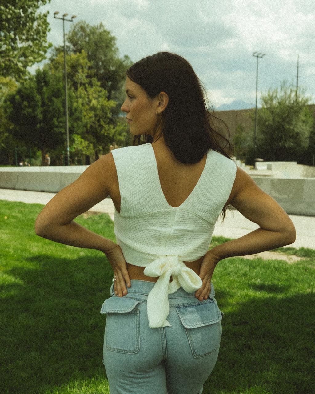 KNIT CROSS TANK // CREAM