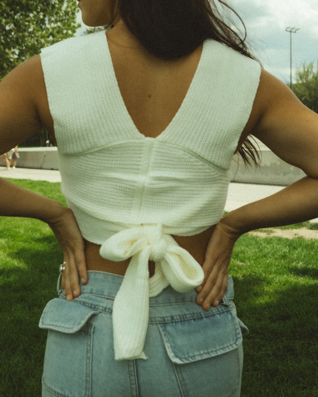 KNIT CROSS TANK // CREAM