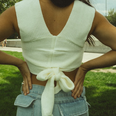 KNIT CROSS TANK // CREAM